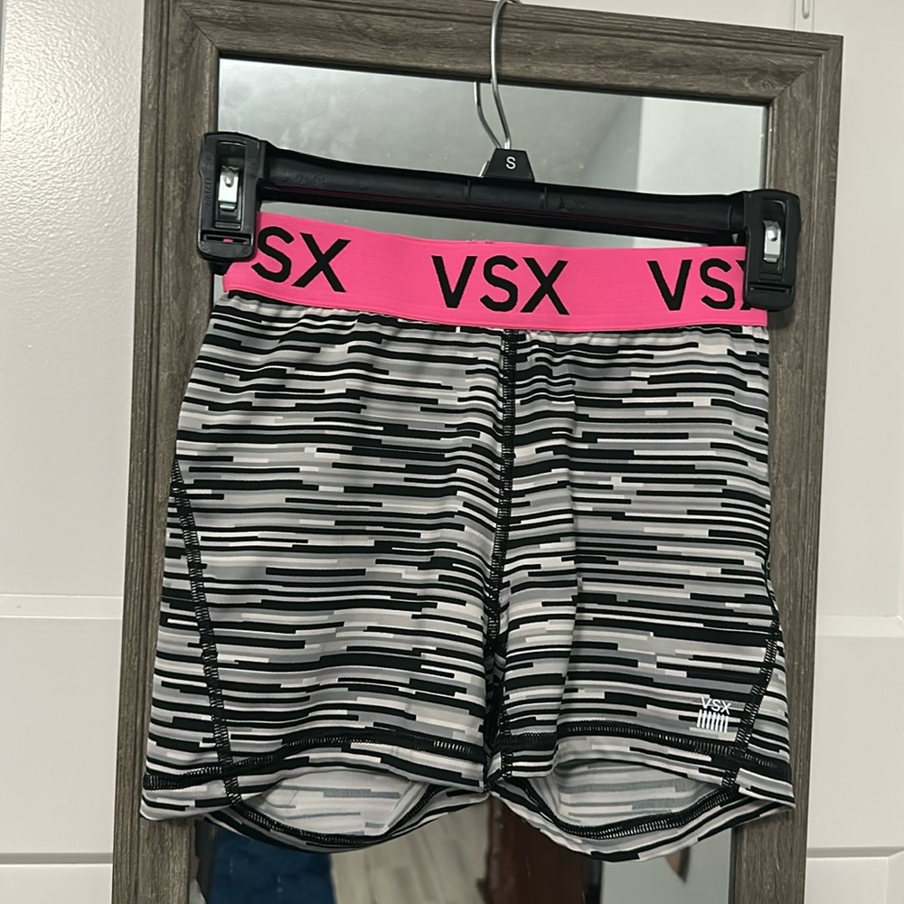 Victoria’s Secret black/pink/white/gray compression shorts size XS!